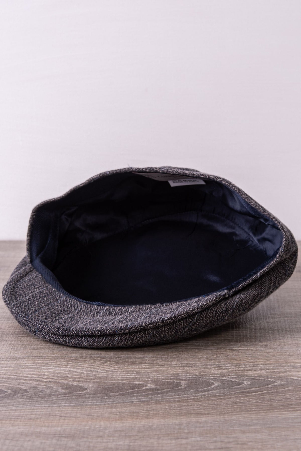 Herringbone Gray Flat Cap - Wool, Autumn Winter