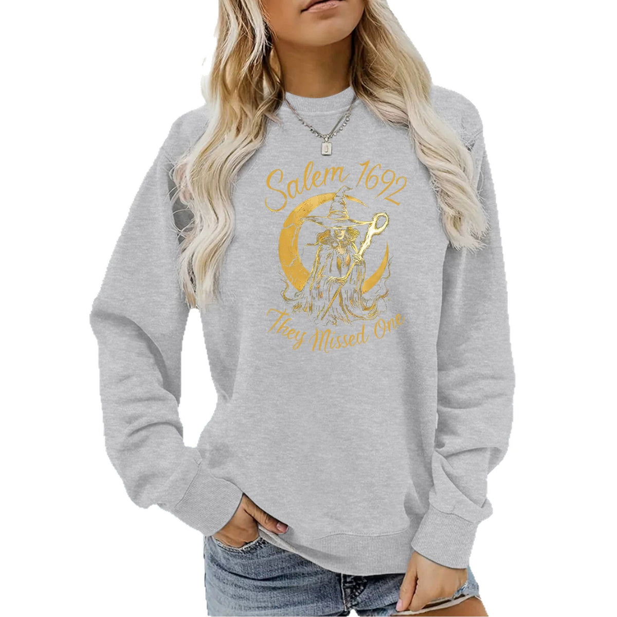 Printed round neck fleece hoodie