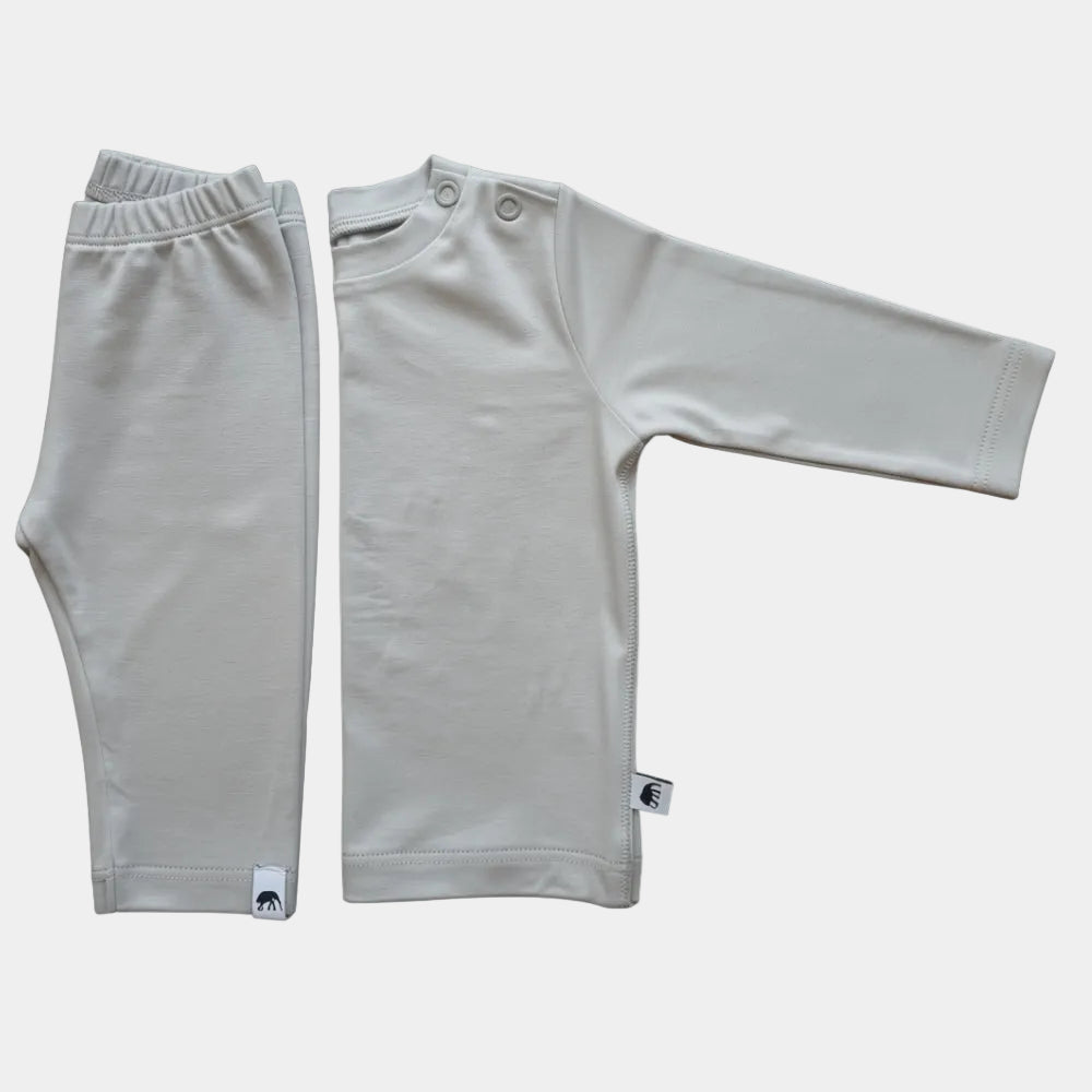 Conjunto de pijama de bambú premium para bebé: camiseta y leggings GRIS