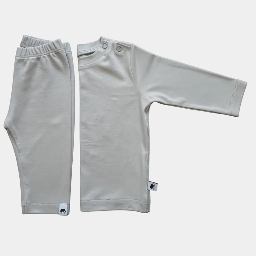 Premium Baby-Schlafanzug-Set aus Bambus: T-Shirt & Leggings GRAU