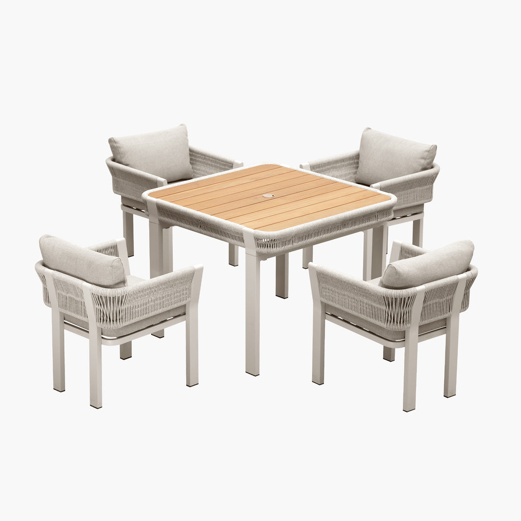 Borromeo 4-8 Person Teak Outdoor Patio Dining Set With Cushion