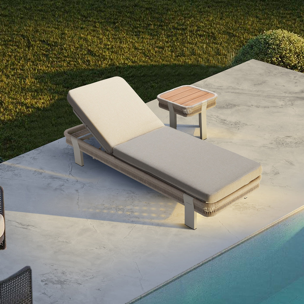 Tumbona de patio Borromeo con cojín beige