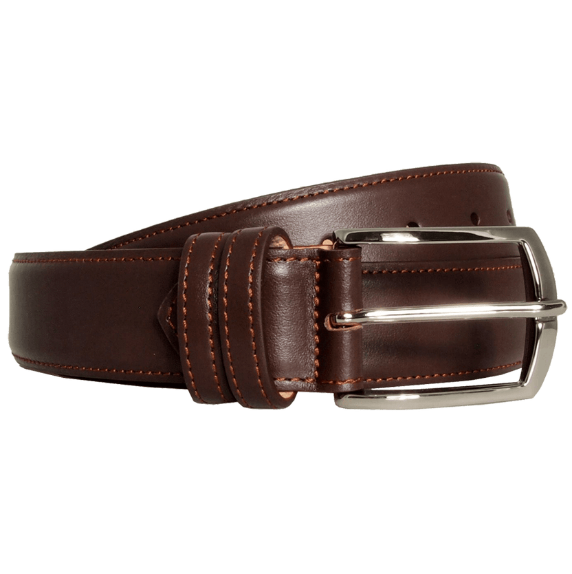 Cinturón de piel pulida sartorial de 34 mm, marrón