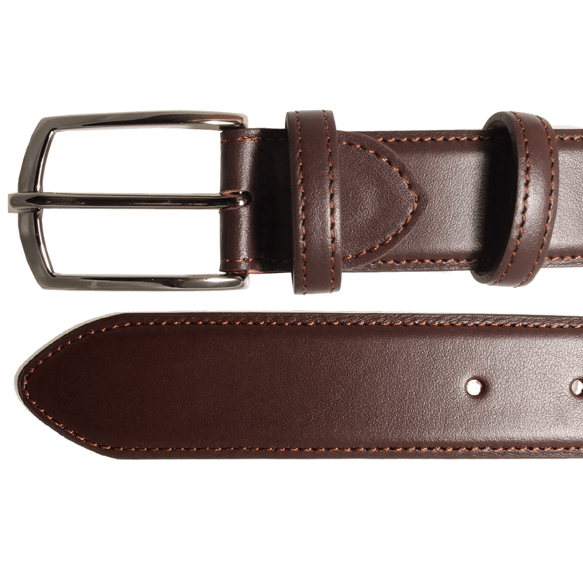 Cinturón de piel pulida sartorial de 34 mm, marrón
