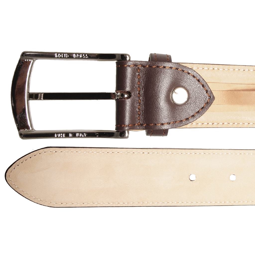Pasek Sartorial z polerowanej skóry 34 mm, brązowy