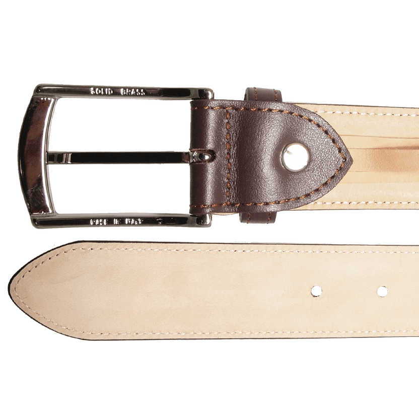 Cinturón de piel pulida sartorial de 34 mm, marrón