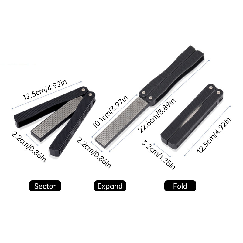 Foldable Pocket Knife Sharpener Tool - Dual Grit Diamond Sharpening Stone, Compact for Camping Hiking