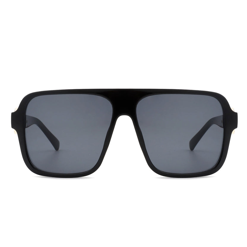 Violetra - Retro quadratische Pilotenbrille im Vintage-Stil mit flacher Oberkante