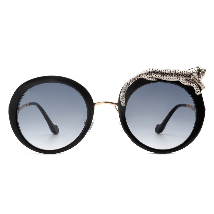 Yellowze – Übergroße runde Damen-Sonnenbrille im Leoparden-Design