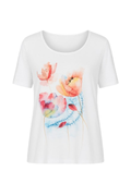 Top blanco de jersey con estampado multicolor