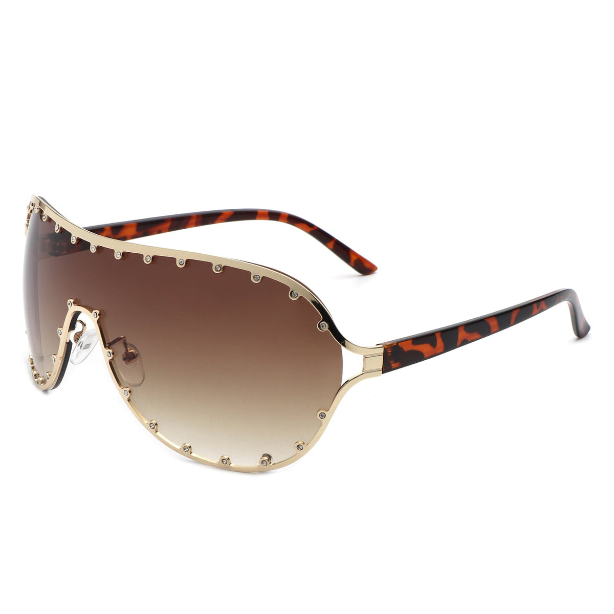 Evanesce - Gafas de sol para mujer con diseño de aviador extragrande y pedrería
