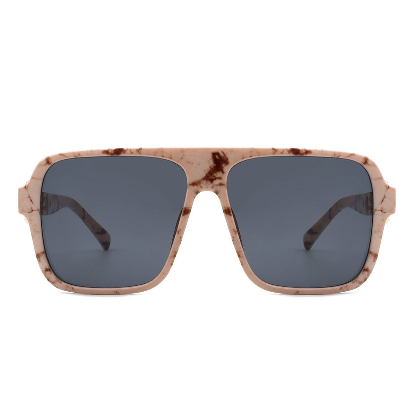 Violetra - Retro quadratische Pilotenbrille im Vintage-Stil mit flacher Oberkante