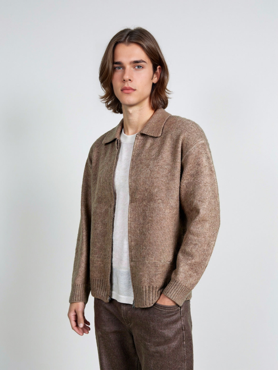 Tröja med dragkedja och slag för män