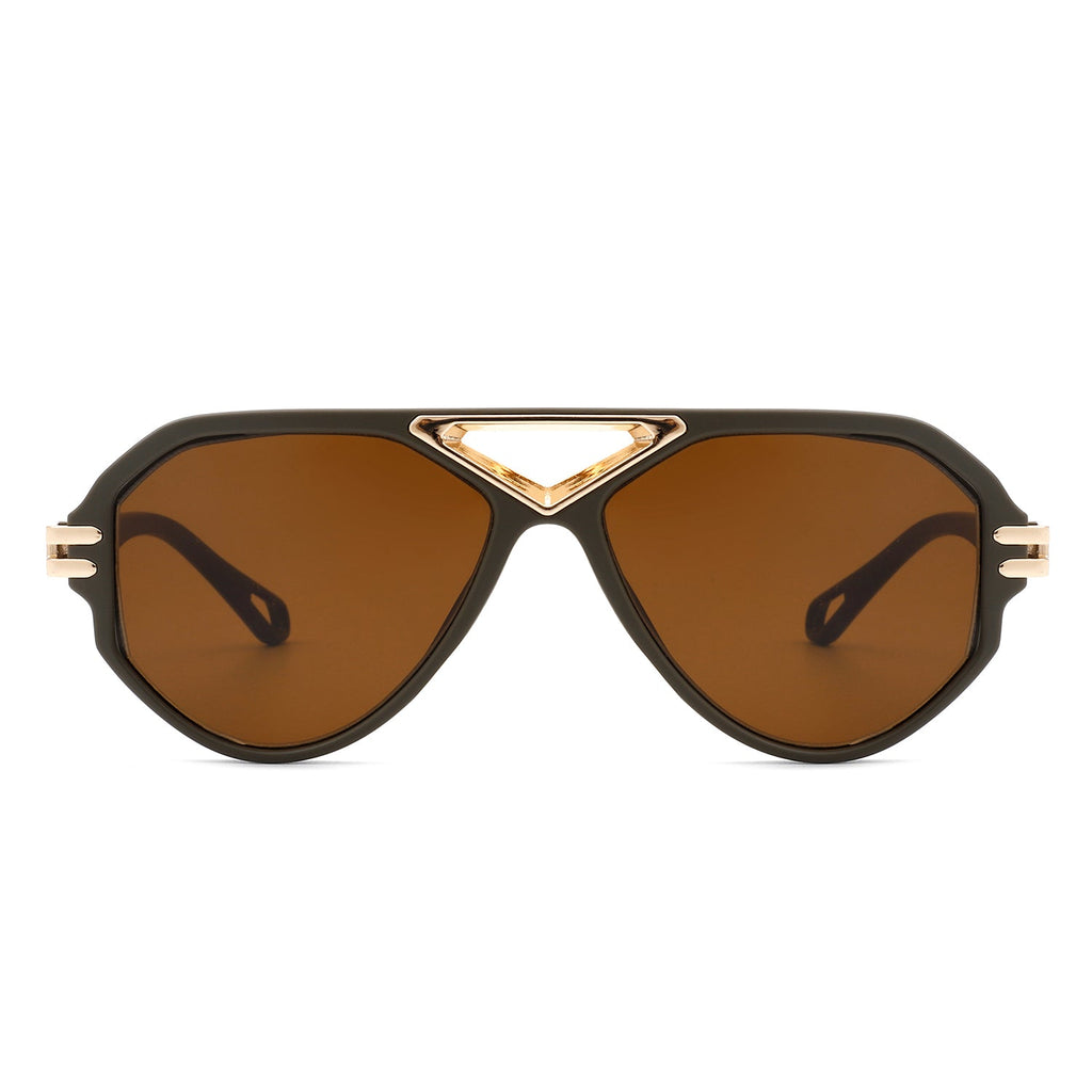 Unityth – Geometryczne, retro, okrągłe okulary przeciwsłoneczne w stylu vintage typu aviator