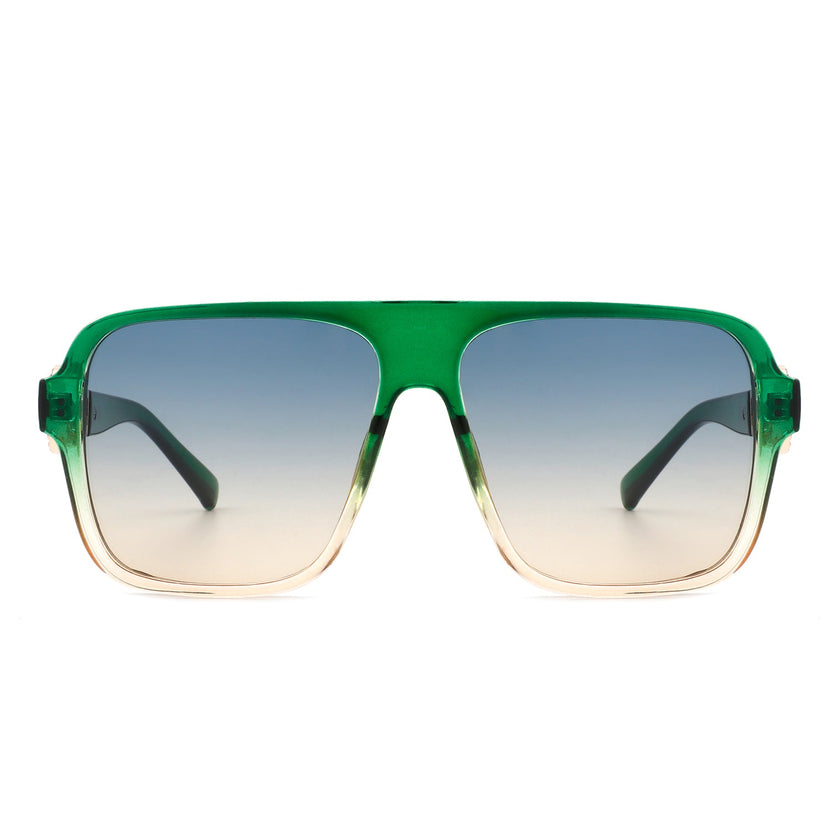 Violetra - Retro quadratische Pilotenbrille im Vintage-Stil mit flacher Oberkante