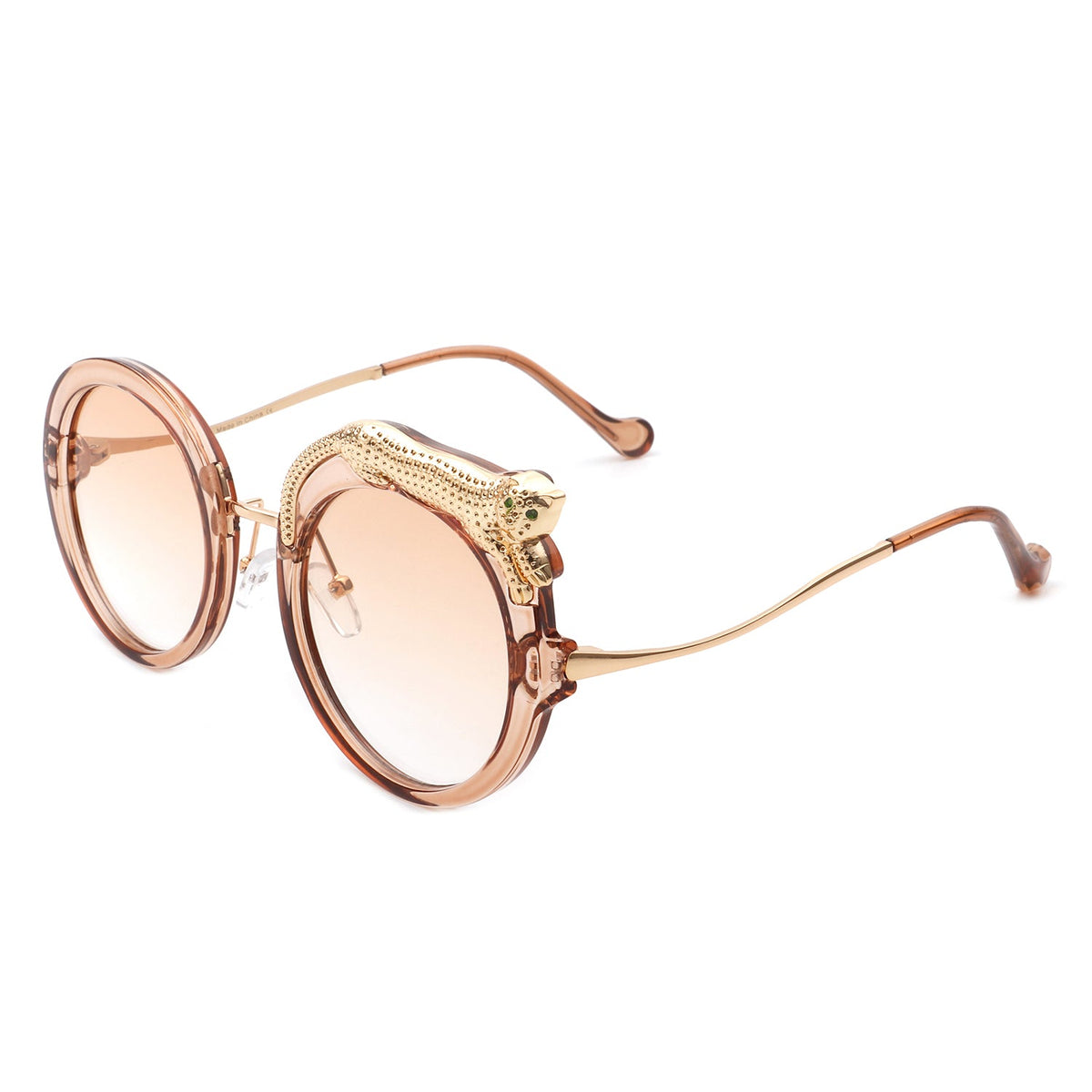 Yellowze - Gafas de sol redondas de moda para mujer, estilo oversize, con diseño de leopardo