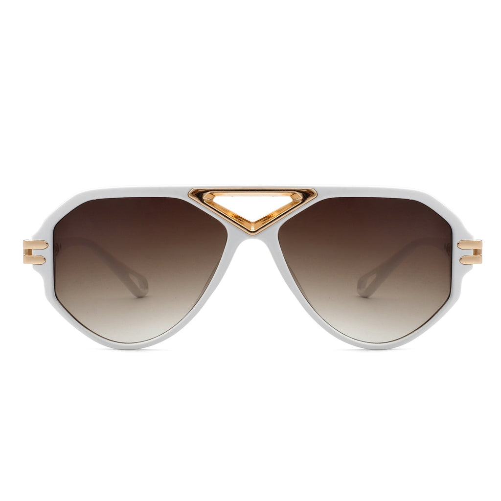 Unityth – Geometryczne, retro, okrągłe okulary przeciwsłoneczne w stylu vintage typu aviator