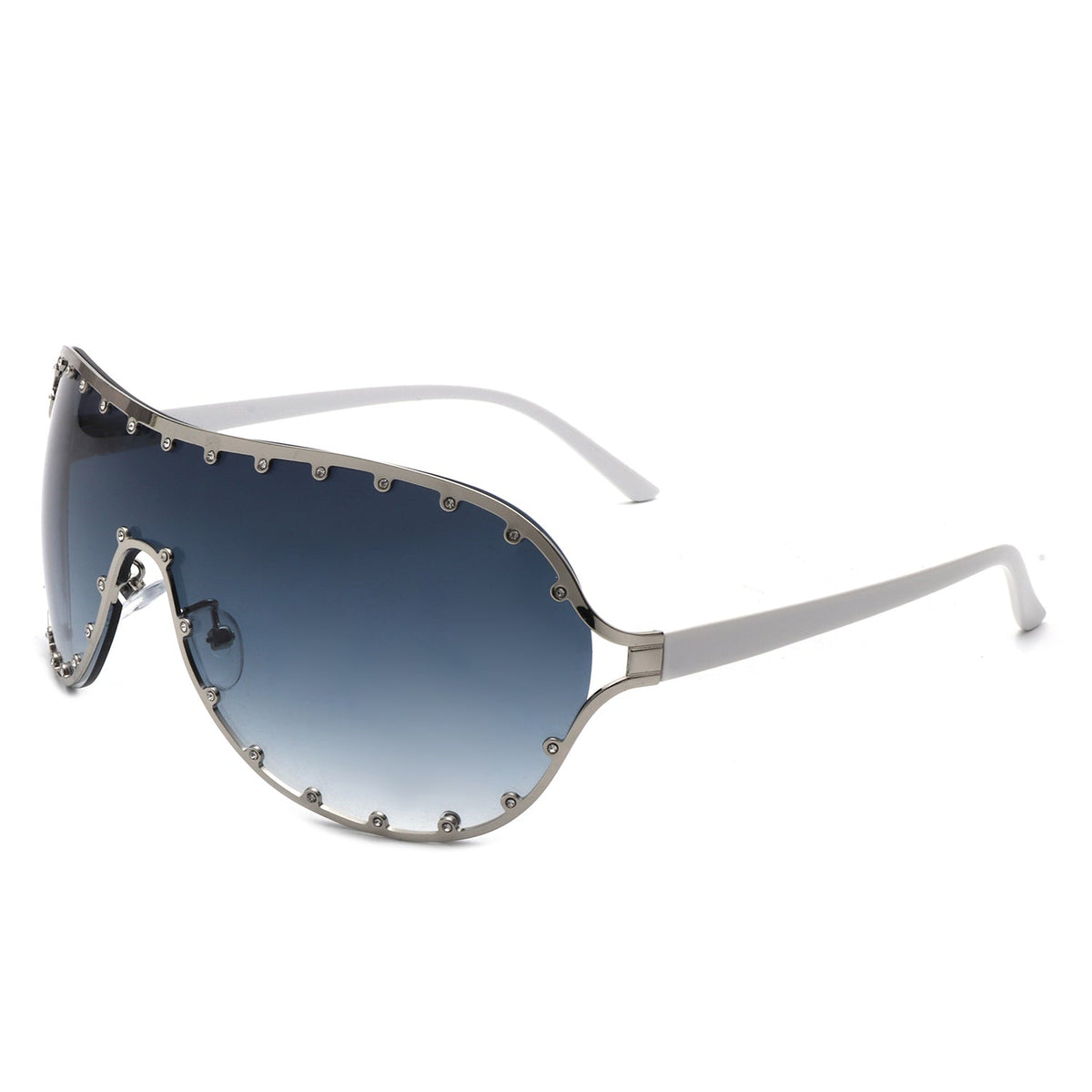 Evanesce - Gafas de sol para mujer con diseño de aviador extragrande y pedrería