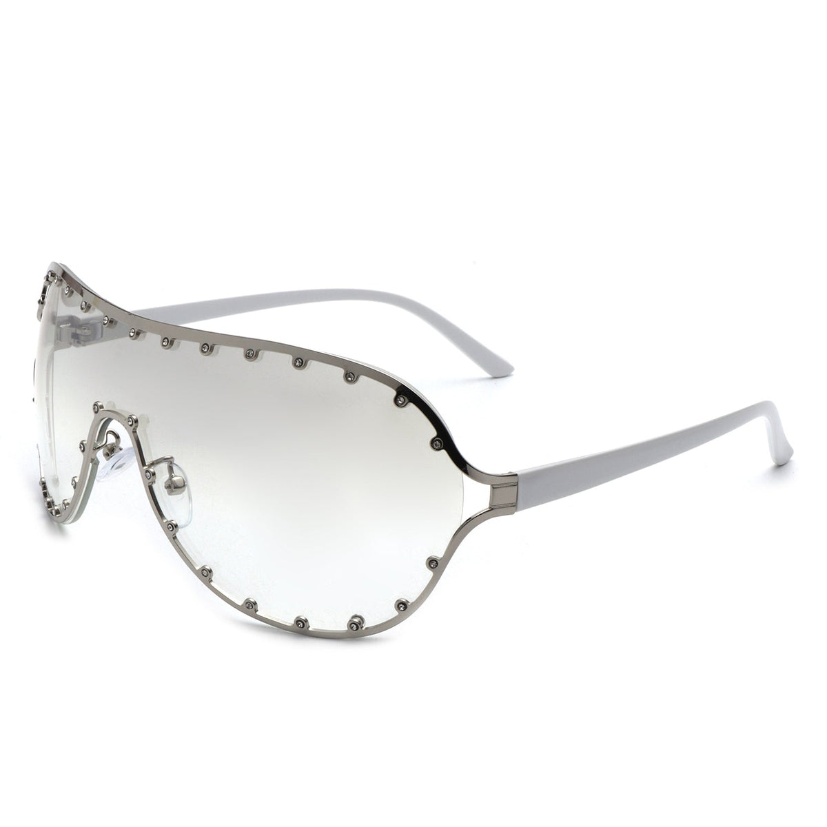 Evanesce - Gafas de sol para mujer con diseño de aviador extragrande y pedrería