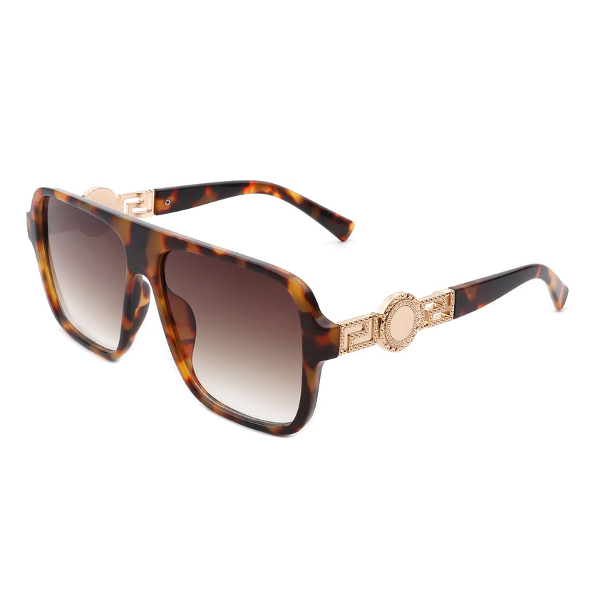 Violetra - Retro quadratische Pilotenbrille im Vintage-Stil mit flacher Oberkante