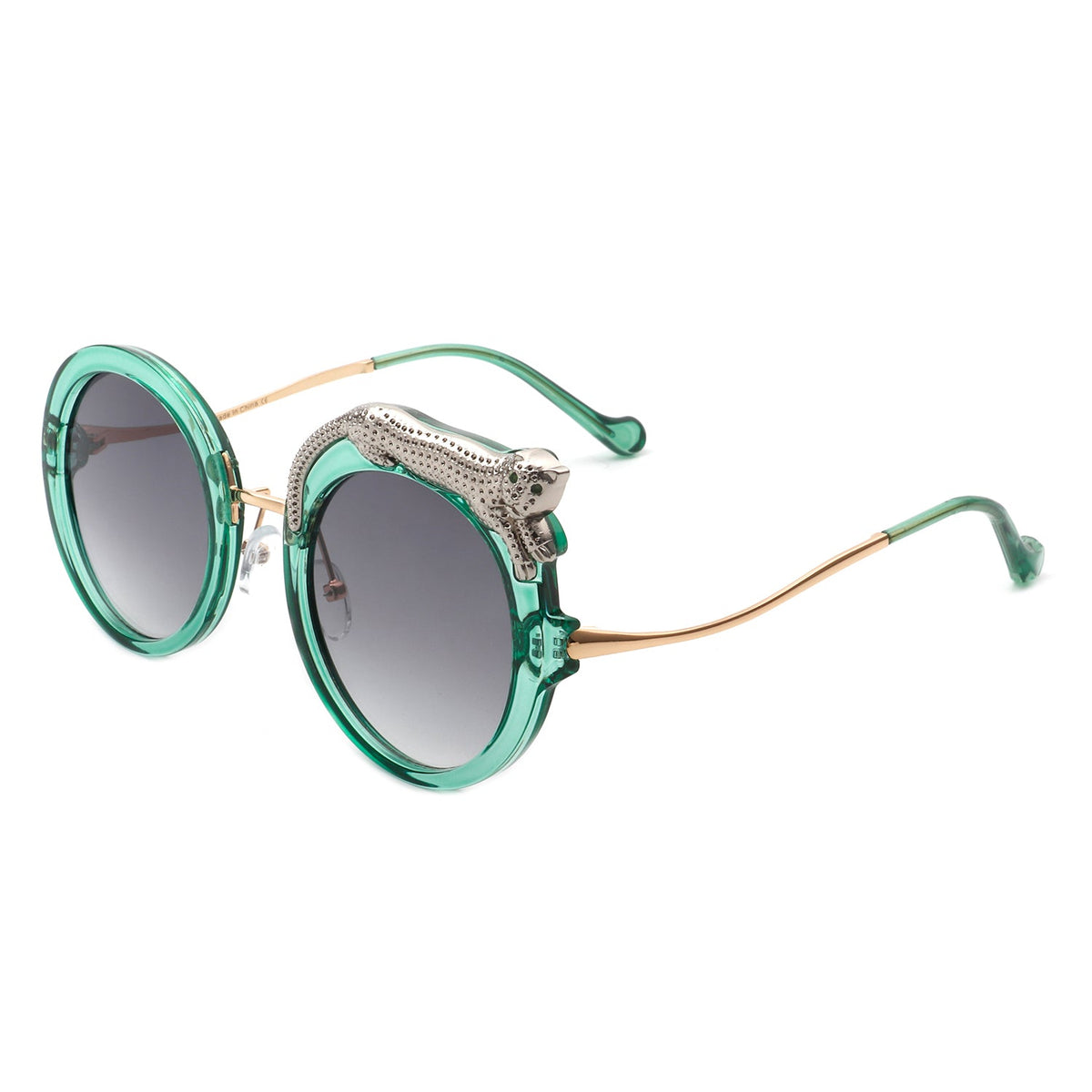 Yellowze - Gafas de sol redondas de moda para mujer, estilo oversize, con diseño de leopardo