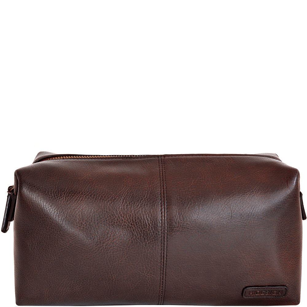 Hidesign Charles Leather Shave Toilet Travel Kit With Waterproof Interior