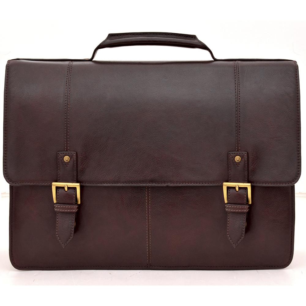 Maletín para portátil de cuero Charles Double Gusset de 17"