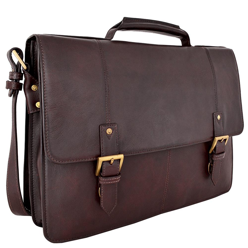 Maletín para portátil de cuero Charles Double Gusset de 17"