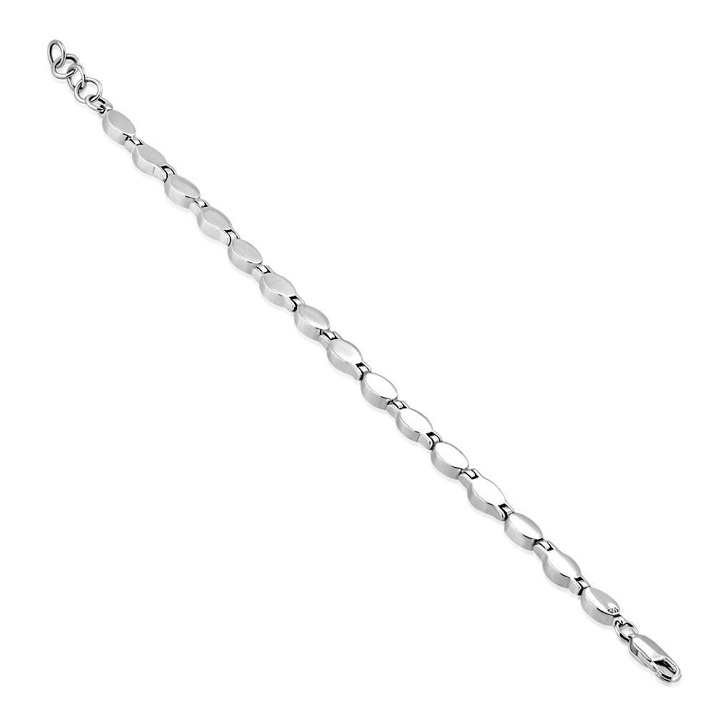 Pulsera de eslabones ovalados de ónice negro y plata