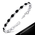 Pulsera de eslabones ovalados de ónice negro y plata