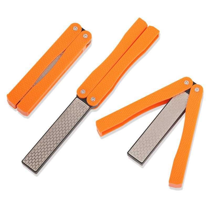 Affûteur de couteau de poche pliable - Pierre à aiguiser diamantée double grain, compact pour le camping et la randonnée