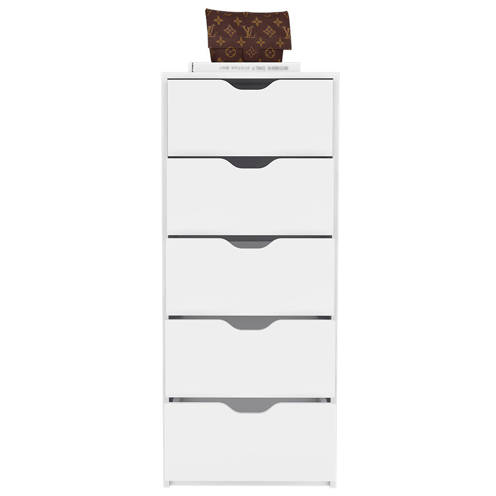 Kamran Dresser, Five Drawer Narrows -White