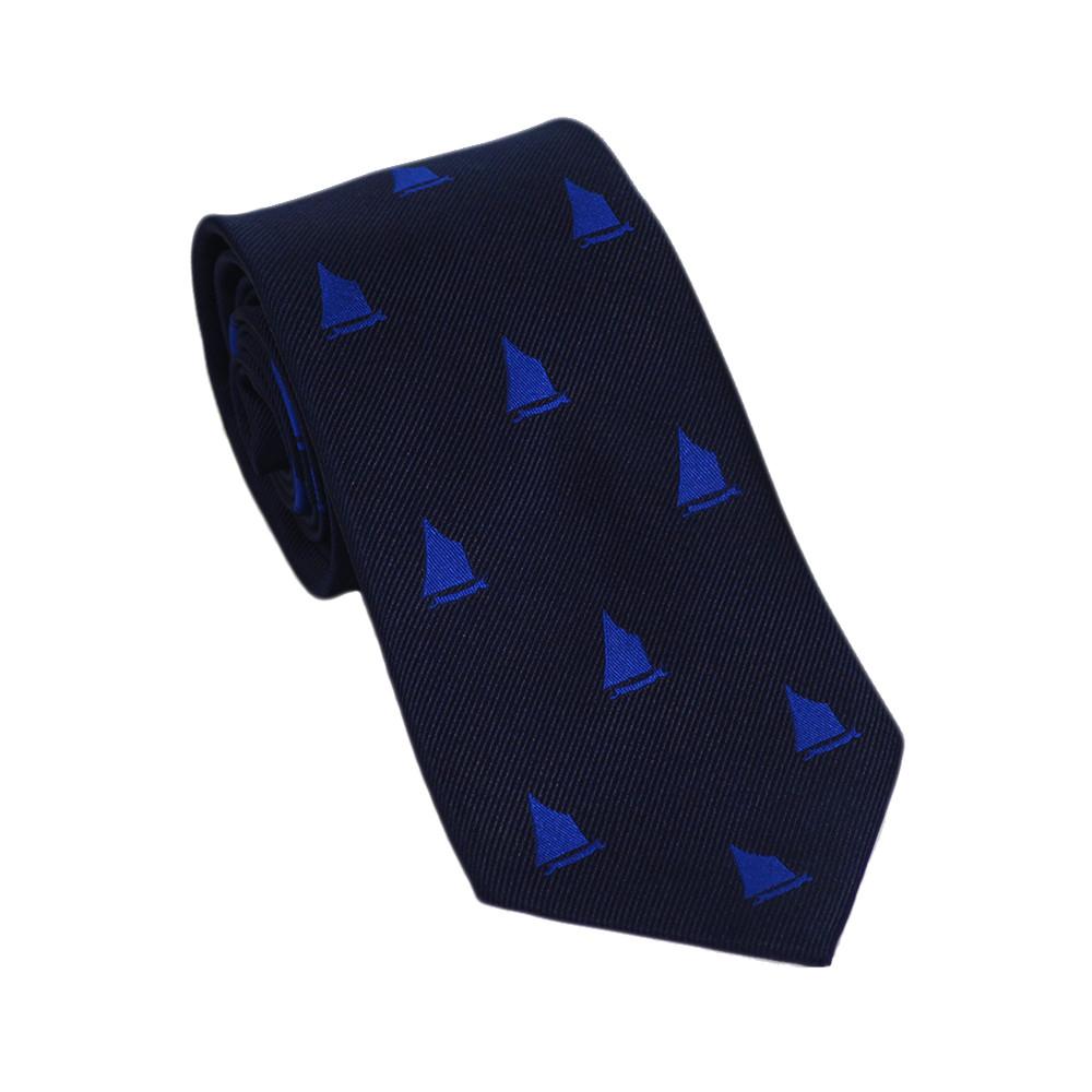 Sailboat Necktie - Navy, Woven Silk