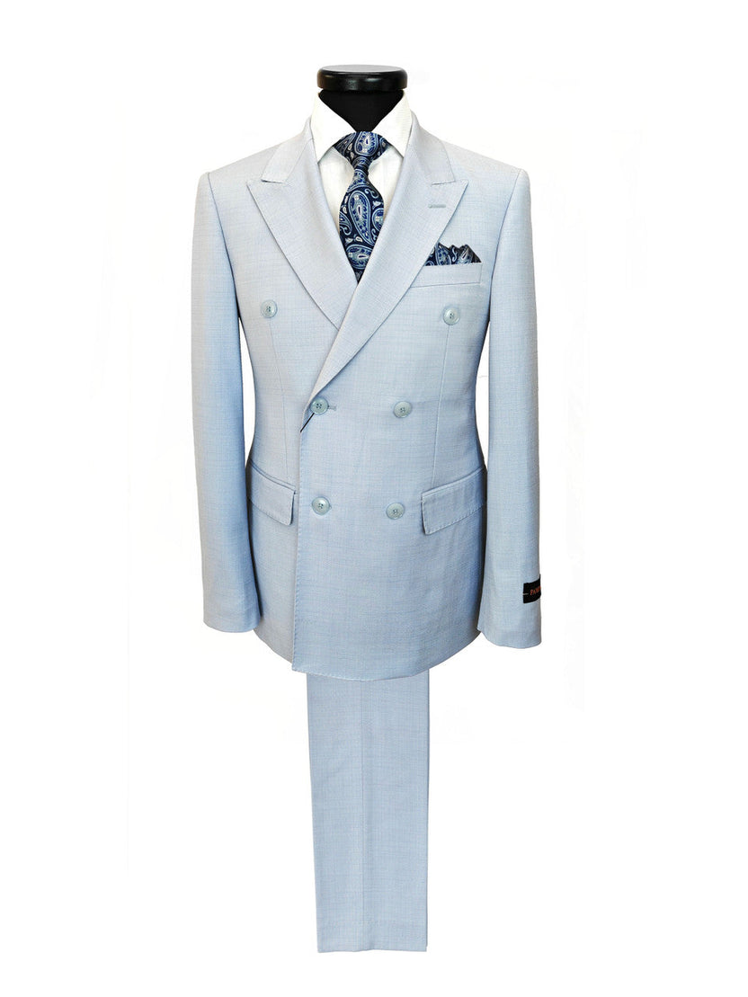 Light Blue Double-Breasted Slim Fit Suit