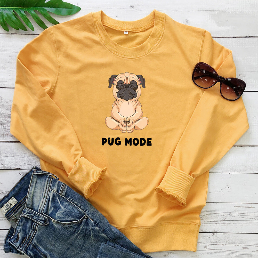 Sweat à capuche avec inscription PUG MODE