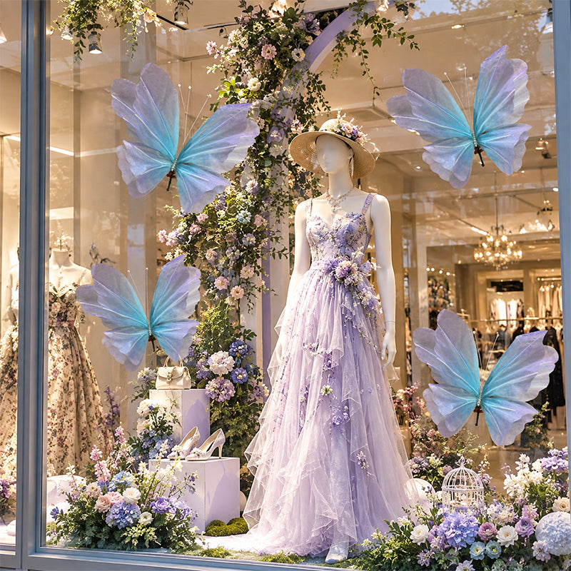 Grand papillon en satin – Décoration artificielle suspendue au plafond pour mariages, scènes, fêtes et centres de table événementiels