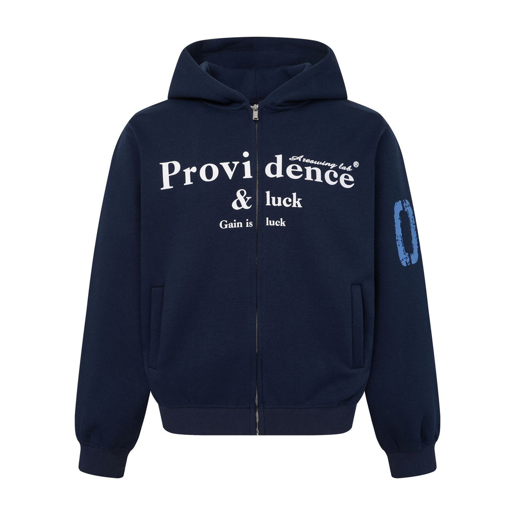 Letter Print Zip Up Hoodie Drop Shoulder Loose Fit Unisex Jacket