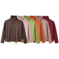 Loose suede texture zipper long sleeved stand up collar jacket