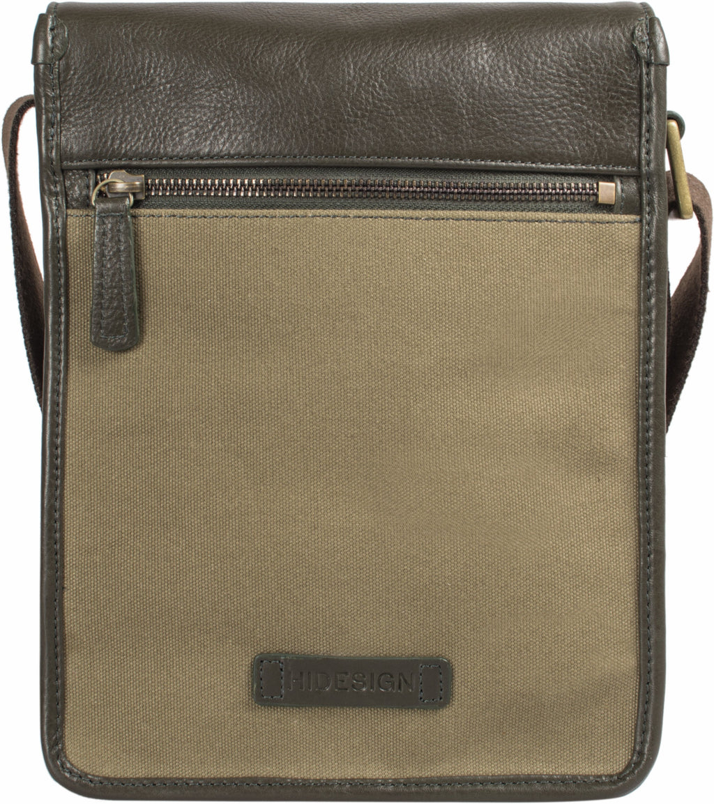 Aiden Genuine Leather and Canvas Mini Crossbody Men/Women Messenger Bag/Travel Bag / 10.5" iPad Bag