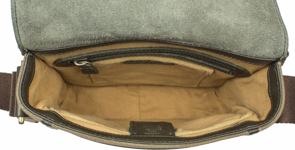 Aiden Genuine Leather and Canvas Mini Crossbody Men/Women Messenger Bag/Travel Bag / 10.5" iPad Bag
