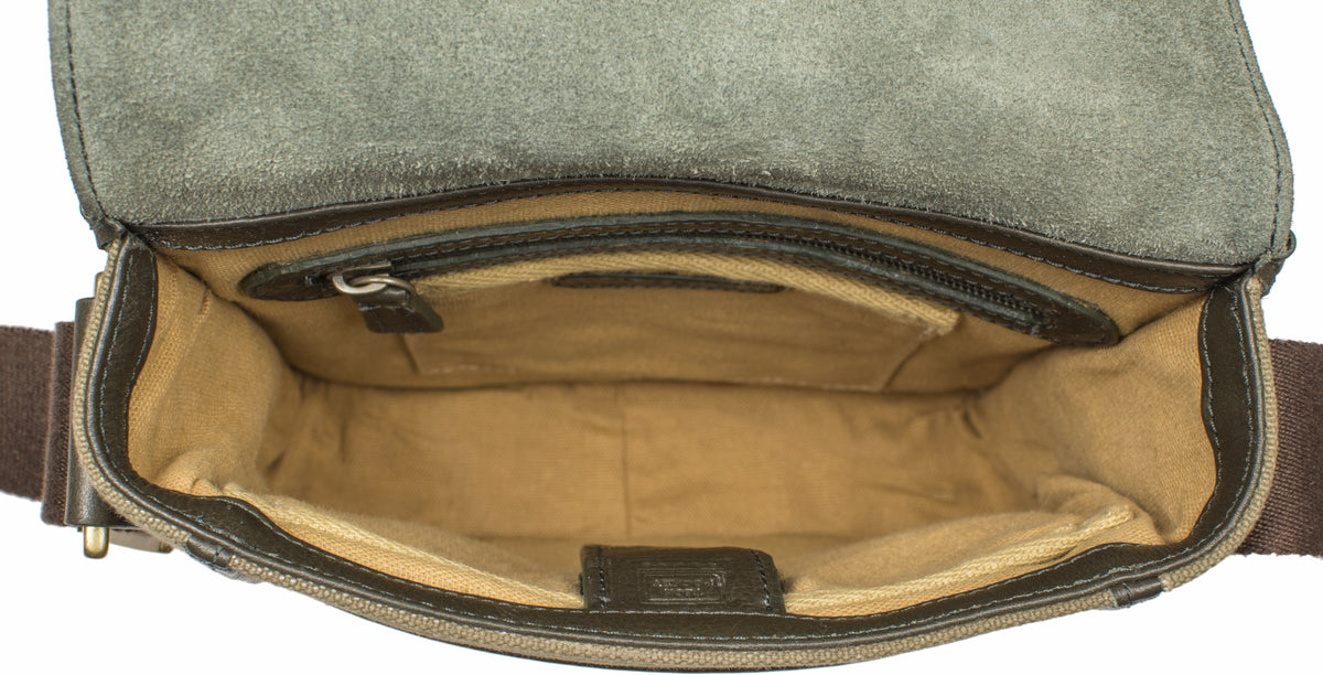 Aiden Genuine Leather and Canvas Mini Crossbody Men/Women Messenger Bag/Travel Bag / 10.5" iPad Bag
