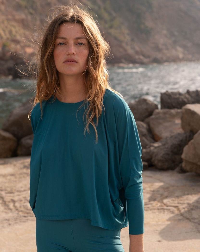 Top UV Mykonos | Ropa técnica italiana de protección solar UPF50 - Verde azulado