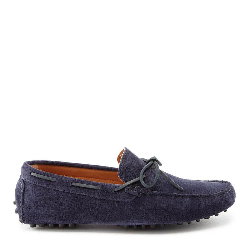 Snörade loafers, marinblå mocka