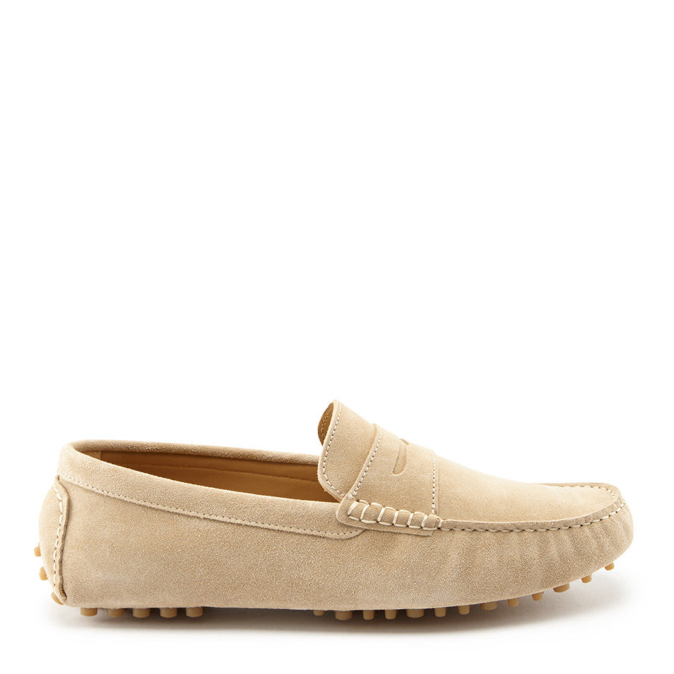 Penny-loafers för bilkörning, mocka i taupe