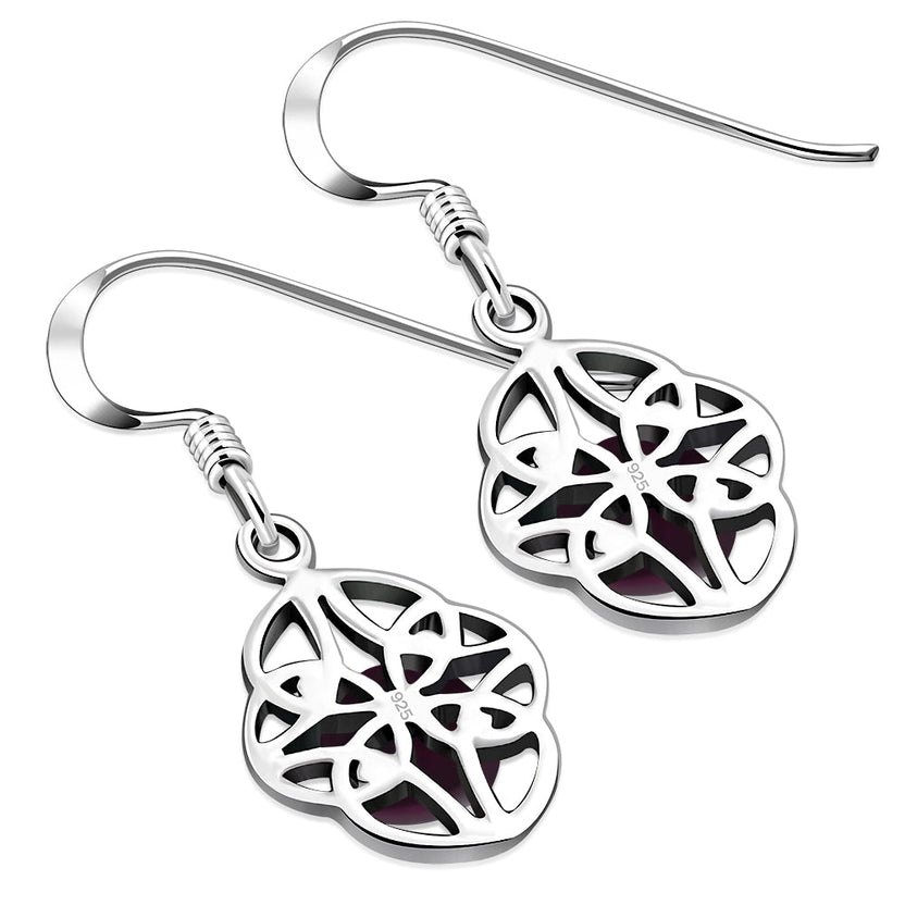 Pendientes de plata con nudo celta y piedra granate