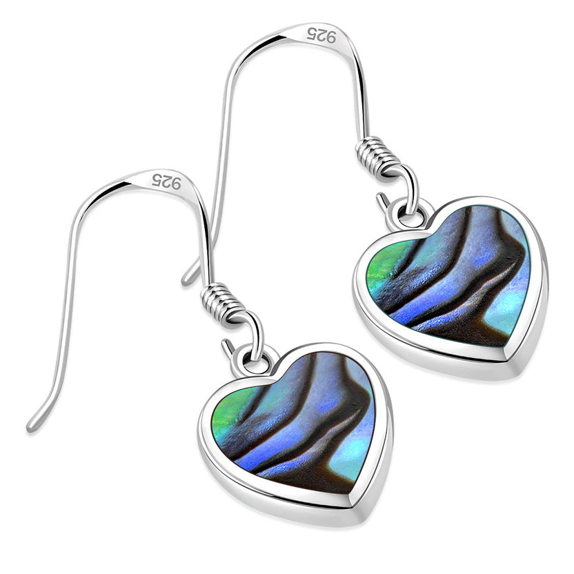 Pendientes de plata con corazón de concha de abulón