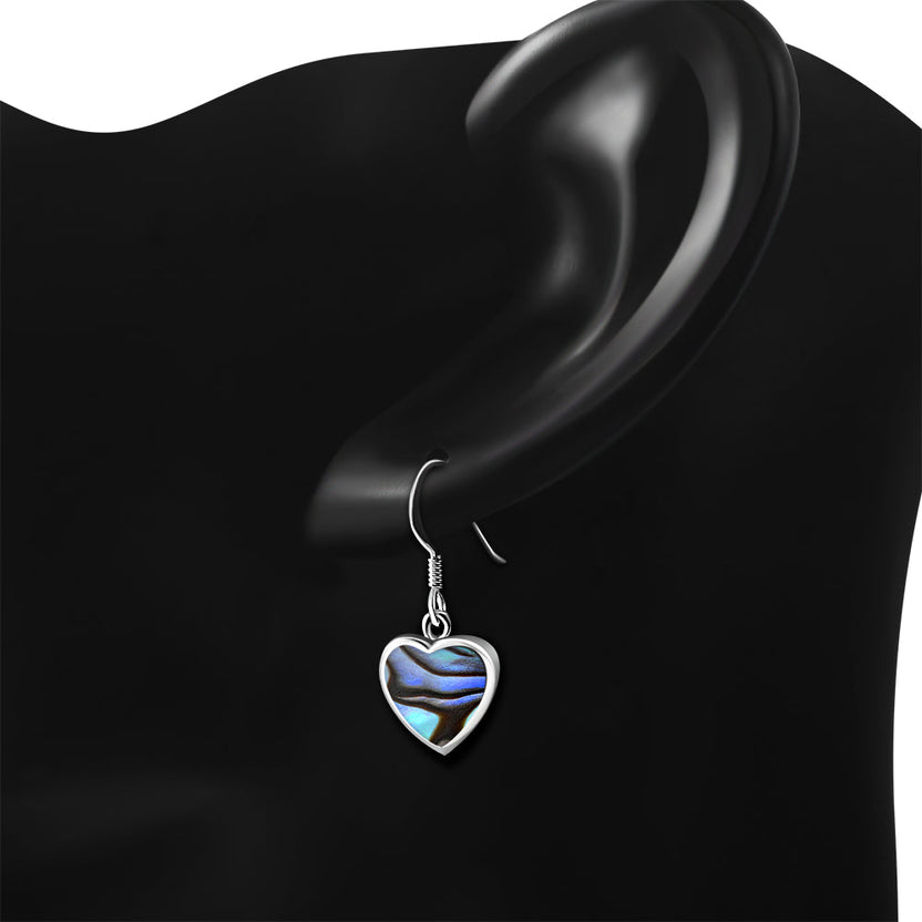 Pendientes de plata con corazón de concha de abulón