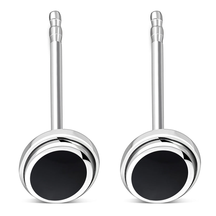 Pendientes de plata con ónice negro ovalado
