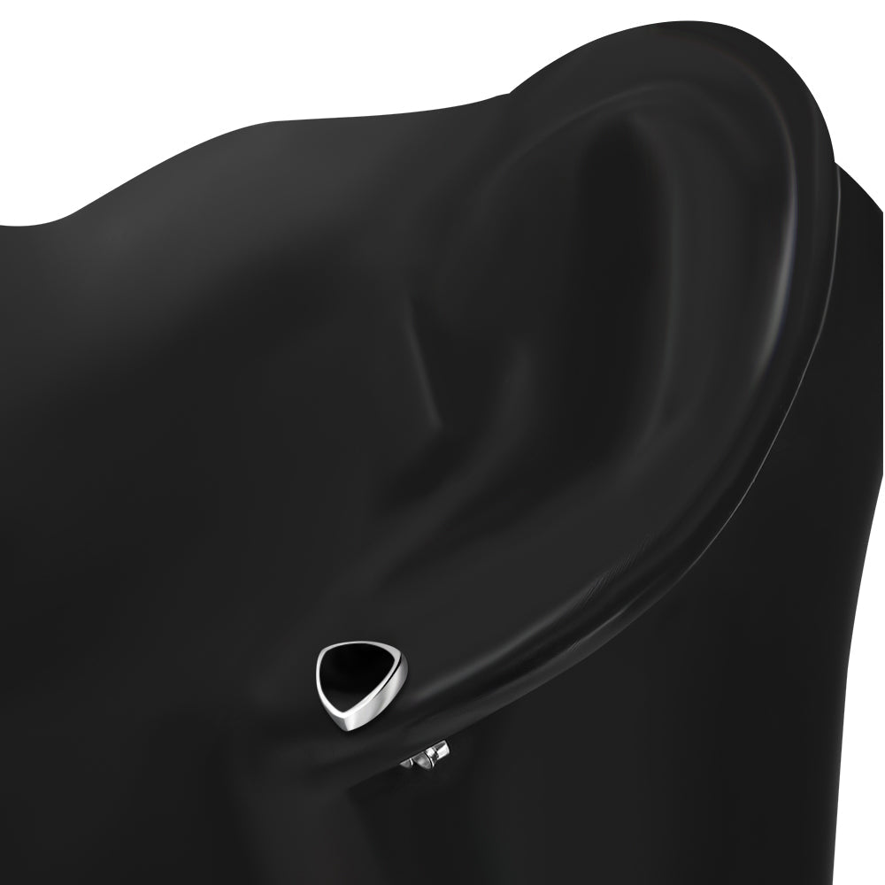 9,00 mm | Pendientes de botón de plata con triángulo de Reuleaux de ónice negro