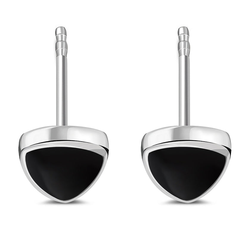 9,00 mm | Pendientes de botón de plata con triángulo de Reuleaux de ónice negro